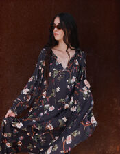 East Adelle Floral Long Sleeve Midi Dress, Red (BERRY), large