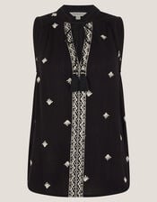Samara Embroidered Tank Top, Black (BLACK), large