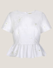 Eliza Floral Embellished Wedding Top, Ivory (IVORY), large