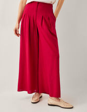 Diane Wide Leg Linen Blend Trousers, Red (RED), large