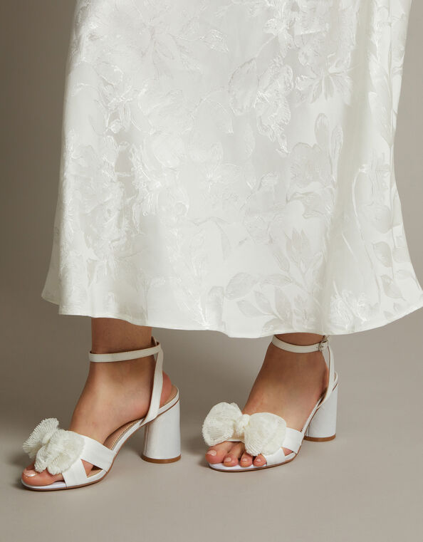 Kia Lace Bow Heeled Sandals, Ivory (IVORY), large