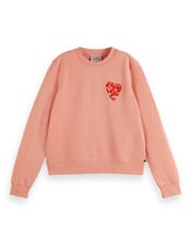 Scotch & Soda Heart Graphic Sweatshirt, Orange (PEACH), large