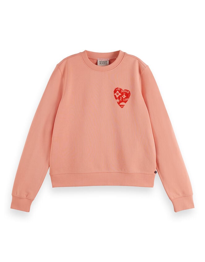 Scotch & Soda Heart Graphic Sweatshirt, Orange (PEACH), large