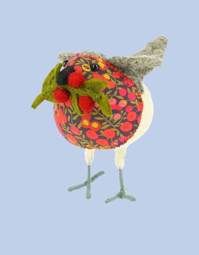Fiona Walker Liberty Holly Felt Christmas Robin, , large