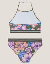 Floral Sparkle Bikini Set, Green (KHAKI), large