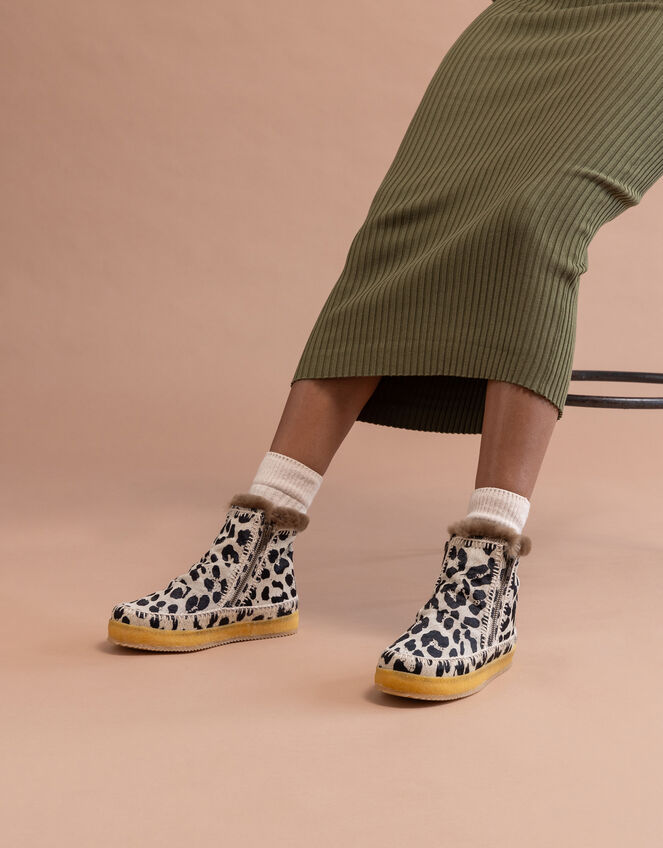 Laidback London Setsu Leopard Print Ankle Boots, Leopard (LEOPARD), large