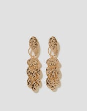 Hammered Disc Tassel Drop Earrings, , large