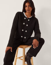 Fessa Jewel Brooch Cardigan, Black (BLACK), large