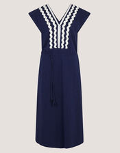 Tara V-Neck Midi Kaftan Dress, Blue (BLUE), large