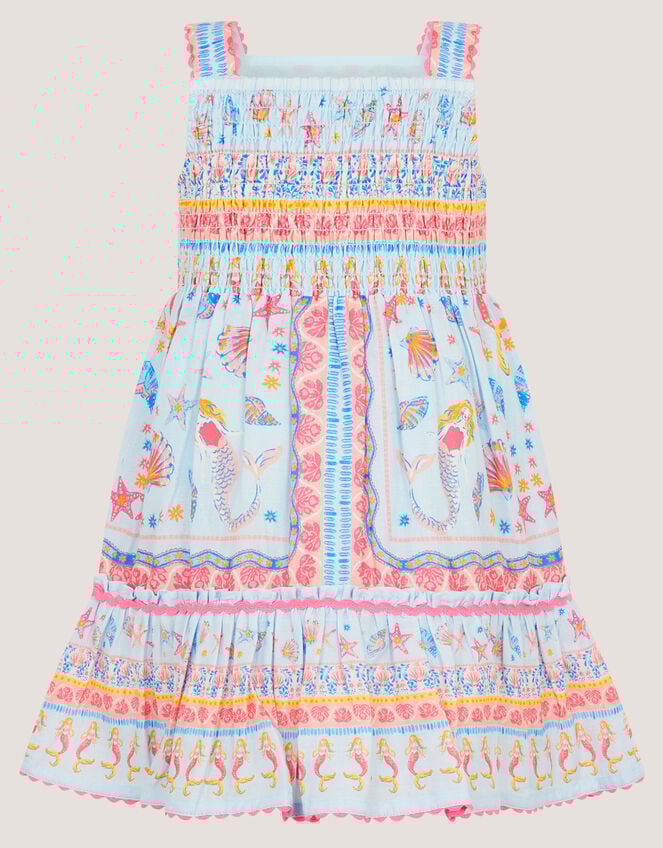 Baby Mermaid Print Dress, Blue (BLUE), large