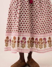 East Karmen Hand Woodblock Midi Dress, Pink (PINK), large