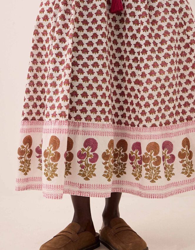 East Karmen Hand Woodblock Midi Dress, Pink (PINK), large