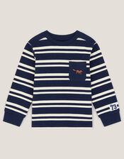 Fox Stripe Long Sleeve Top, Blue (BLUE), large