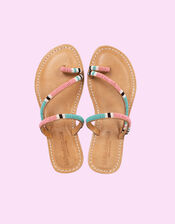 Laidback London Diani Beaded Leather Sandals, Pink (PINK), large