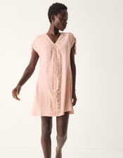 Julie Embroidered Mini Kaftan Dress, Pink (PINK), large