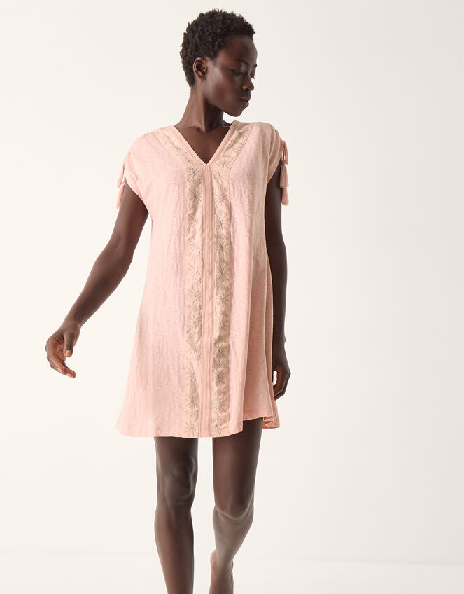 Julie Embroidered Mini Kaftan Dress, Pink (PINK), large