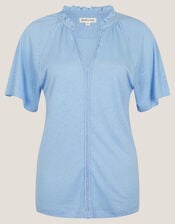 Andy Linen Blend T-Shirt, Blue (BLUE), large