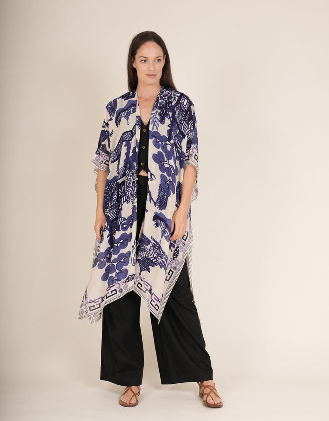 One Hundred Stars Giant Willow Print Kimono, Blue (BLUE), large