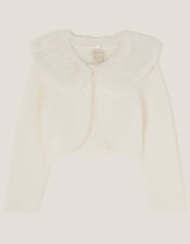 Detachable Collar Fuzzy Cardigan, Ivory (IVORY), large