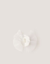 Pearly Flower Bow Fascinator Hair Clip, , large
