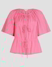 Marlee Short Sleeve Tie-Front Top, Pink (PINK), large
