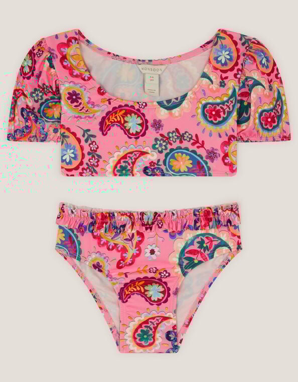 Paisley Print Frill Bikini Set, Pink (PINK), large