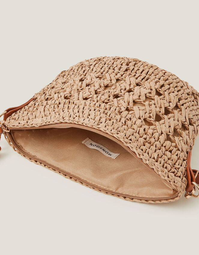Amber Raffia Crochet Cross-Body Bag, , large