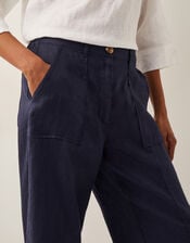 Jolie Regular Linen Wide Leg Trousers, Blue (NAVY), large