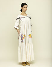 Tallulah & Hope Zoe Embroidered Maxi Dress, Camel (OATMEAL), large