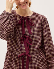 Agatha Check Tie Front Blouse, Red (CHERRY), large