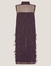 Cassidy Sleeveless Appliqué Mini Dress, Purple (PURPLE), large