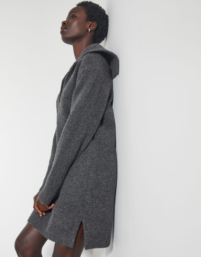 Nora Collared Mini Jumper Dress, Grey (CHARCOAL), large