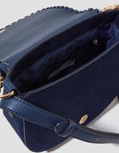 Petra Woven Satchel Crossbody Bag, Blue (NAVY), large