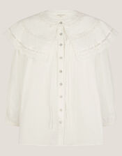 Connie Puff Sleeve Collar Blouse, Ivory (IVORY), large