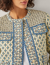 Judy Geometric Print Quilted Jacket, Ivory (IVORY), large