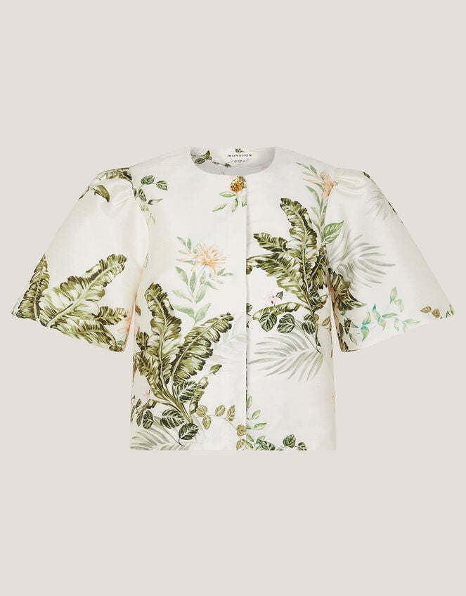 Anne Floral Puff Sleeve Jacket, Cream (CREAM), large
