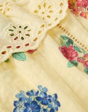 Sasha Floral Broderie Dress, Yellow (YELLOW), large