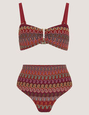 Zaria Crochet Bandeau Bikini Top, Red (BURGUNDY), large