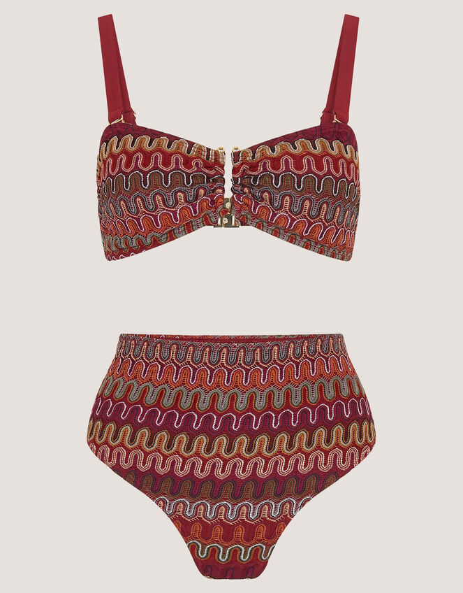 Zaria Crochet Bandeau Bikini Top, Red (BURGUNDY), large