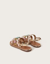 Embellished Strappy Metallic Sandals, Pink (PINK), large