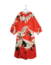 One Hundred Stars Stork Print Midi Dress, Red (RED), large