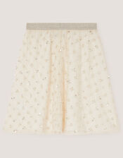 Gracie Pearl Embellished Skirt, White (WARM IVORY), large
