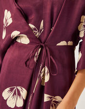 Roz Floral Wrap Midi Dress, Red (BURGUNDY), large