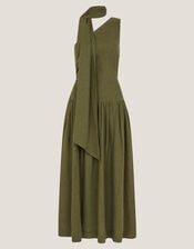 The India Edit Leila One Shoulder Maxi Dress, Green (KHAKI), large