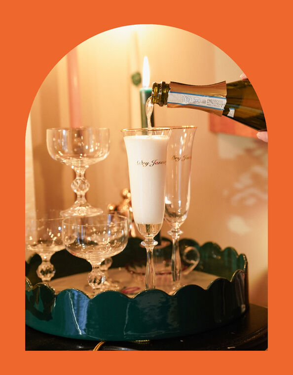 2-Pack Anna + Nina Dry January Champagne Flutes, , large