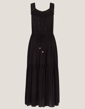 Maddi Sleeveless Embroidered Midi Dress, Black (BLACK), large