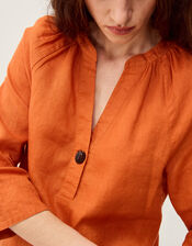 Gianna Linen Top, Orange (RUST), large