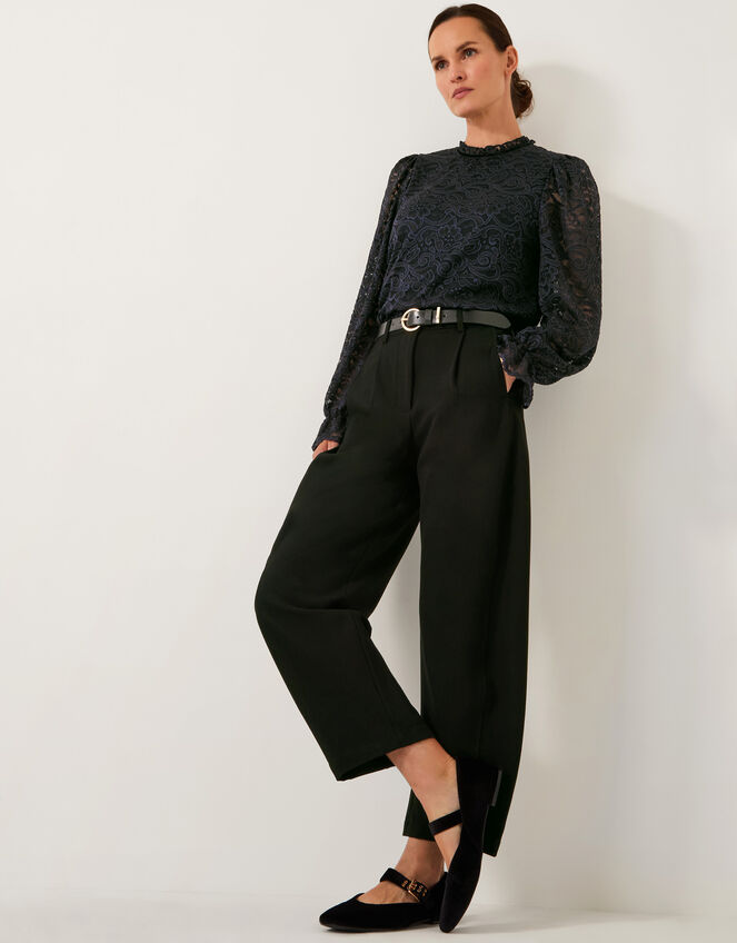 Larna Lace Long Sleeve Stretch Blouse, Blue (NAVY), large