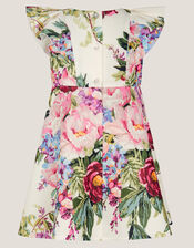 Baby Frilly Sleeveless Floral Dress, Ivory (IVORY), large