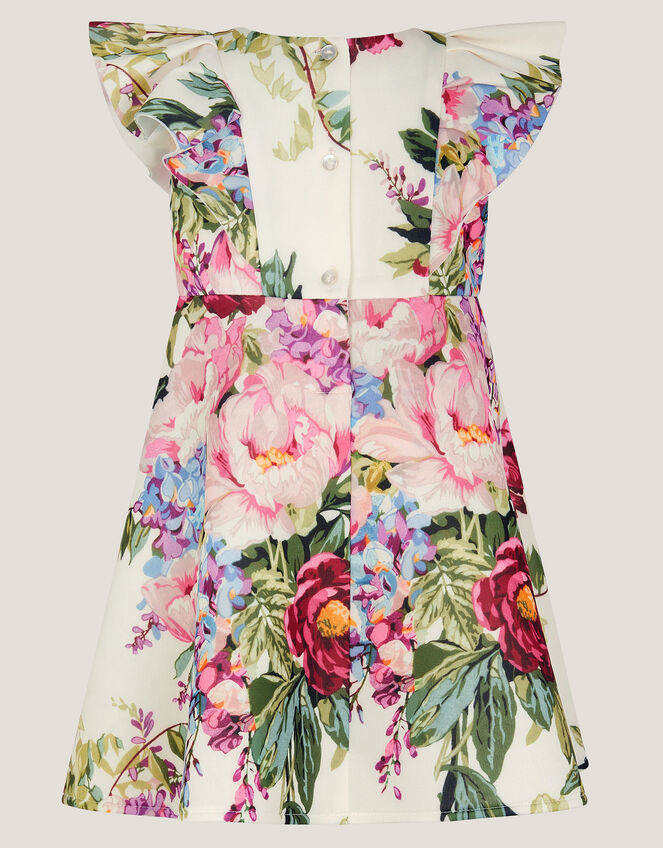 Baby Frilly Sleeveless Floral Dress, Ivory (IVORY), large